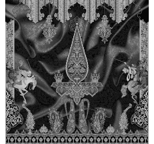 رومیزی چوگان رنگ مشکی سفید